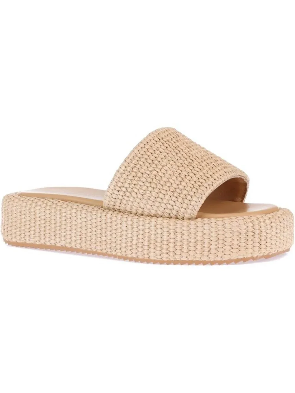 Women's Natural Rubber Woven Straw Beach Slip On Comfortable Casual Platform